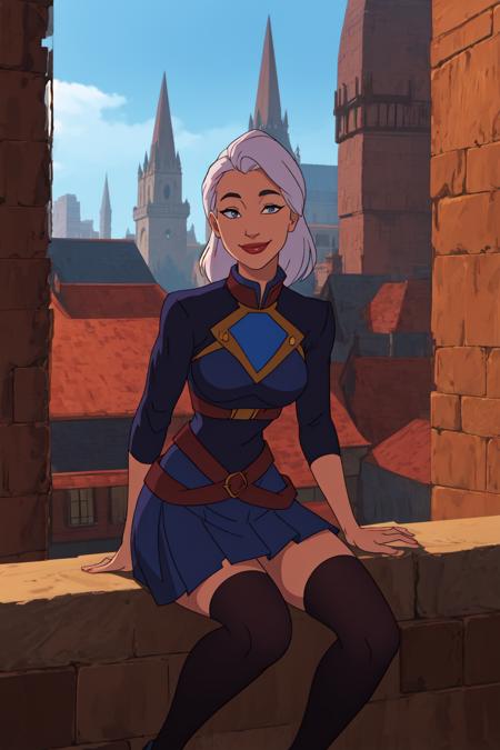 41128-1898739033-A stunningly beautiful smiling mage wearing a mini-skirted mage uniform sitting on top of a building_.png